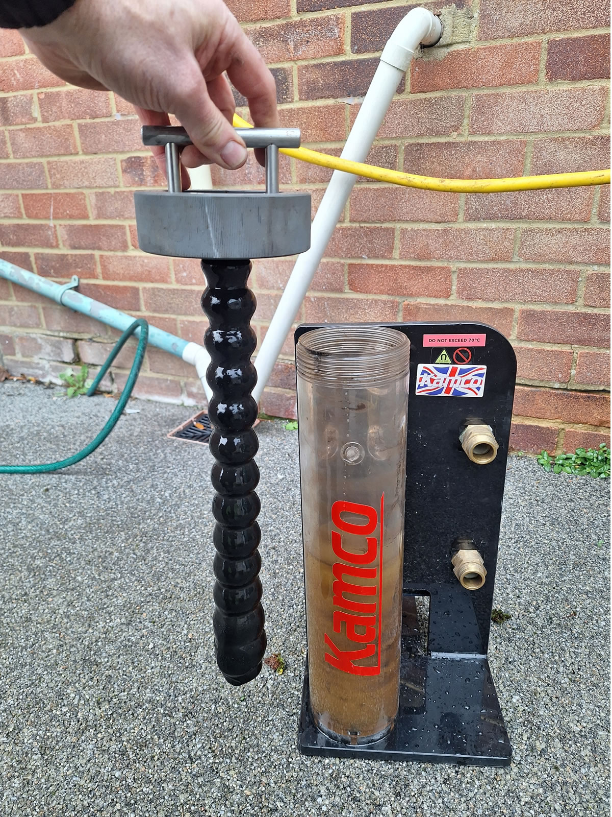 The power flushing filter doing it's job of removing system corrosion